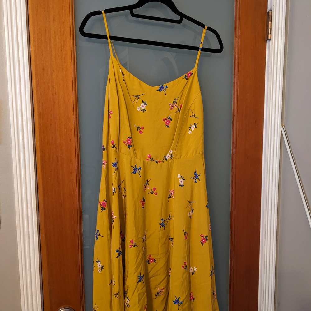 Floral Yellow Spaghetti Strap Dress